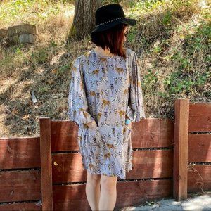 World Market Dress Antelope Safari Animal Print Small Medium Pockets Mini Travel